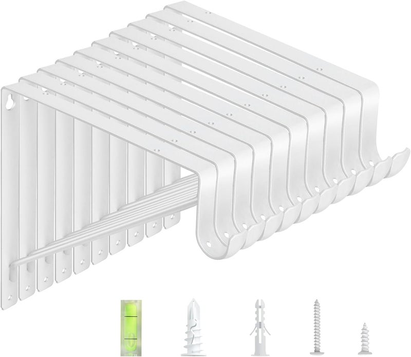 WEKIS 10-Pack Closet Rod Bracket, 10.8x10.8Inch Closet Shelf Brackets Heavy Duty Wall Mounted, Matte White Steel Closet Rod Support Brackets Holder, 300 Lbs Load Capacity with Anchors Screws - Image 1